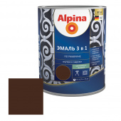Эмаль по ржавчине Alpina темно-коричневая RAL 8011 3в1 0,75 л