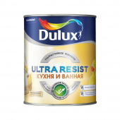 Краска водно-дисперсионная моющаяся Dulux Ultra Resist кухня и ванная полуматовая бесцветная основа ВС 0,9 л