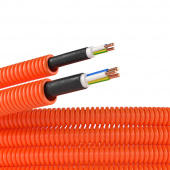 Труба гофрированная ПНД 16 мм РЭК оранжевая (50 м) с кабелем ВВГнг-LS 3х1,5
