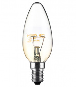 Лампа накаливания Philips E14 60W В35 свеча CL прозрачная