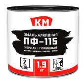 Эмаль ПФ-115 КМ черная глянцевая 1,9 кг