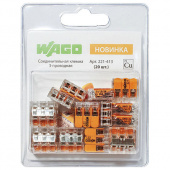 Зажим клемма WAGO 221-413 на 3 провода с рычажком 0,14-4мм.кв. 20шт.