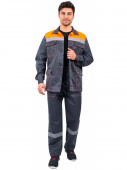 Костюм Партнер NEW (тк.Смесовая,210) брюки, т.серый/оранжевый