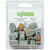 Зажим клемма WAGO 222-412 на 2 провода с рычажком 0,08-2,5 мм.кв 20 шт.