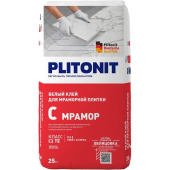 Клей для плитки/ мозаики/ камня Plitonit С Мрамор белый класс С2 ТЕ 25 кг