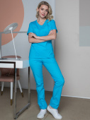 Костюм женский хирургический Модерн-001 (тк.Спандекс,175) MedLine, голубой