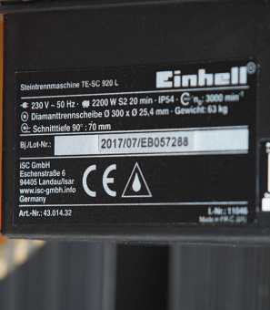 Плиткорез электрический Einhell TE-SC 920 L (4301432) 2200 Вт 300 мм