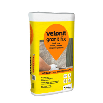 Клей для плитки, керамогранита и мозаики Weber.vetonit Granit fix серый (класс С1) 25 кг