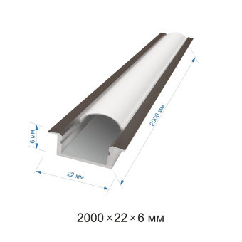 Профиль для светодиодной ленты OGM P8-02 прямой встраиваемый анодированный алюминий 2м комплект