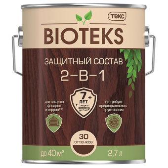 Антисептик Биотекс Bioteks 2-в-1 декоративный для дерева орех 2,7 л