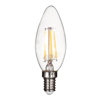 Лампа светодиодная E14 5W PС37 филамент свеча 2700K теплый свет