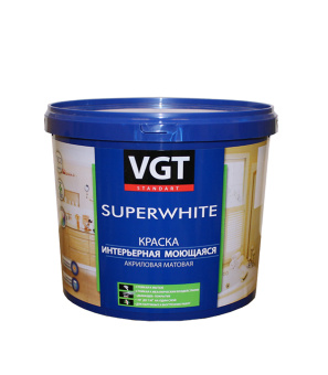 Краска водно-дисперсионная VGT моющаяся белая основа А 4 л/6 кг