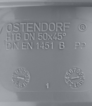 Отвод Ostendorf d50 мм 45° пластиковый для внутренней канализации