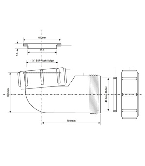 Отвод d40 мм 90° пластиковый компрессионный c накидной гайкой для внутренней канализации