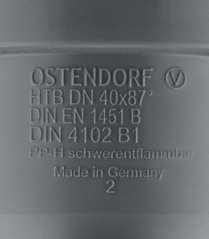 Отвод Ostendorf d40 мм 87° пластиковый для внутренней канализации
