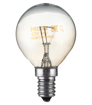 Лампа накаливания Philips E14 60W Р45 шар CL прозрачная