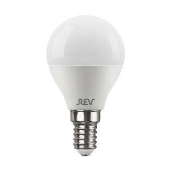 Лампа светодиодная E14 7W, G45 (шар), 2700K, теплый свет, REV