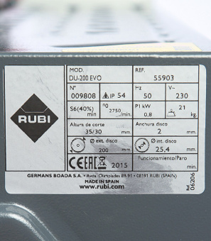Плиткорез электрический Rubi DU-200 EVO (55903) 800 Вт 200 мм