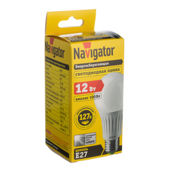Лампа Navigator светодиодная низковольтная груша A60 12Вт 127В 4000K нейтральный свет E27