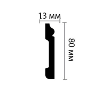 Плинтус (молдинг) из дюрополимера ударопрочный с к/к 80х13х2000 мм Decomaster белый