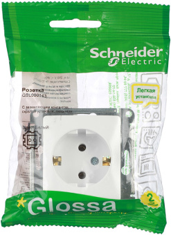 Розетка Schneider Electric Glossa GSL000143 с/у с заземлением белый