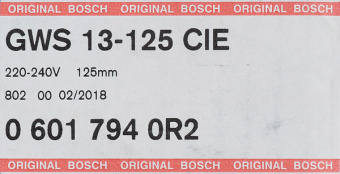 Шлифмашина угловая электрическая Bosch GWS 13-125 CIE (06017940R2) 1300 Вт d125 мм