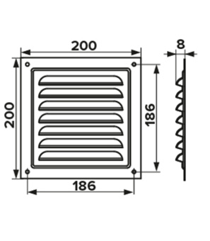 Вентиляционная решетка вытяжная стальная 200х200 мм