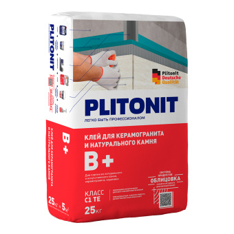 Клей для плитки, керамогранита и камня Plitonit B+ серый (класс С1) 25 кг