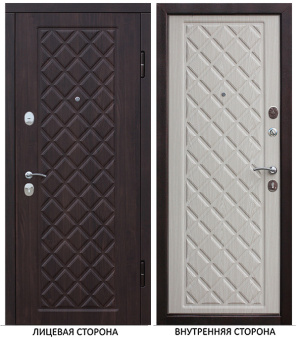 Дверь входная Kamelot правая черный муар - беленый дуб 960х2050 мм