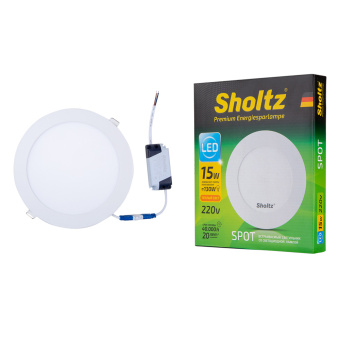 Светильник встраиваемый светодиодный Sholtz 15 Вт круглый белый IP20 теплый свет