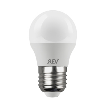 Лампа светодиодная E27 7W, G45 (шар), 4000K, дневной свет, REV