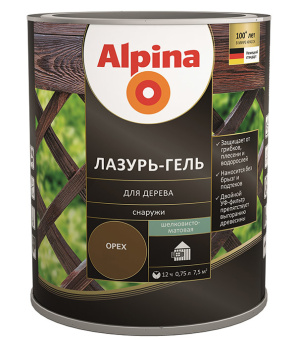 Антисептик Alpina Лазурь-гель декоративный для дерева черный 0,75 л