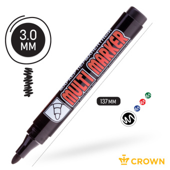 Маркер перманентный Crown Multi Marker черный грифель 3 мм