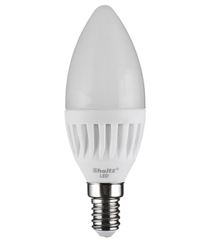 Лампа светодиодная Sholtz E14 свеча 11 Вт 4000 K дневной свет керамика + стекло