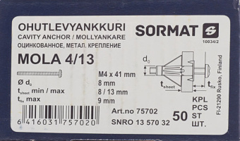 Анкер для листовых материалов Sormat 4x45 мм сталь (50 шт.)