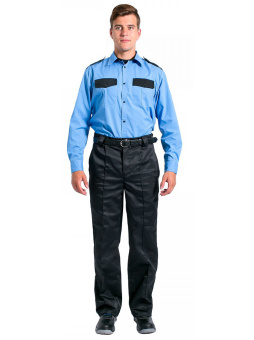 Рубашка охранника на резинке с длинным рукавом мужская, голубой