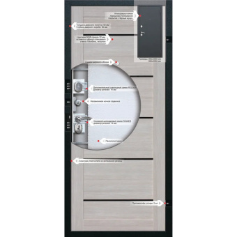 Дверь входная Garda левая черный муар - лиственница мокко со стеклом 860х2050 мм