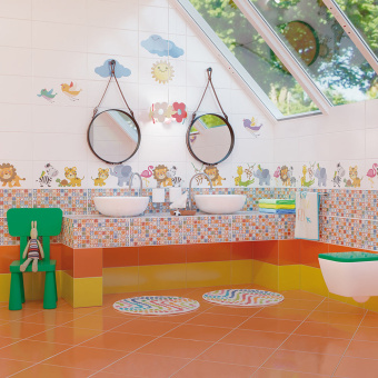 Плитка облицовочная Нефрит Керамика Kids оранжевая 400x200x8 мм (15 шт. = 1,2 кв. м.)