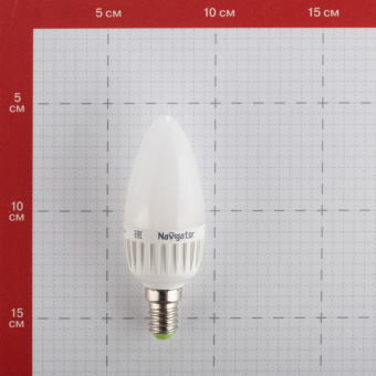 Лампа Navigator светодиодная с пошаговым диммированием свеча C37 7Вт 230В 4000K нейтральный свет E14