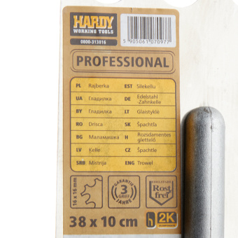 Гладилка зубчатая Hardy Profi серия 31 (0800-313816) 380x100 мм зуб 16(20)x16(20) мм с двухкомпонентной профилированной ручкой