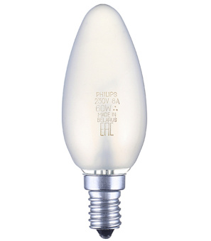 Лампа накаливания Philips E14 60W В35 свеча FR матовая