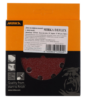 Диск шлифовальный Mirka Deflex d125 мм P40 на липучку перфорированный (5 шт.)