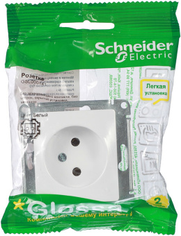 Механизм розетки Schneider Electric Glossa с/у без заземления белый