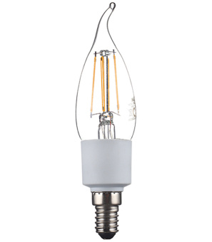 Лампа светодиодная филаментная 6W Е14 свеча на ветру диммируемая теплая прозрачная