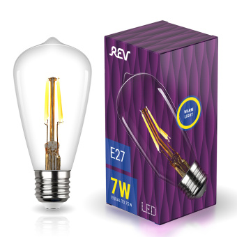 Лампа светодиодная REV филаментная E27 7Вт 2700K теплый свет ST64 груша винтаж