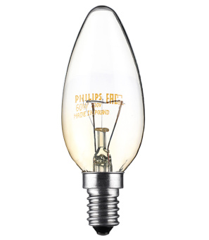 Лампа накаливания Philips E14 60W В35 свеча CL прозрачная