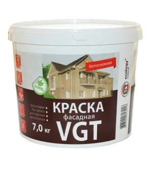 Краска водно-дисперсионная фасадная VGT Белоснежная 7 кг