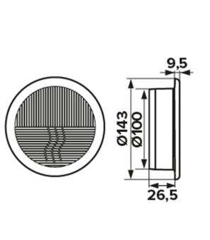Вентиляционная решетка круглая пластиковая d143 мм c фланцем d100 мм
