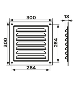 Вентиляционная решетка вытяжная стальная 300х300 мм