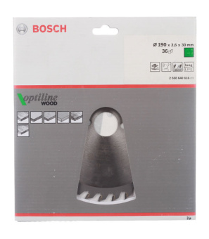 Диск пильный по дереву Bosch Optiline (2608640616) 190х30х2,6 мм 36 зубьев
